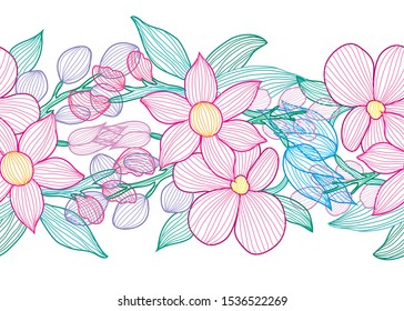 Elegant seamless pattern with decorative flowers, design elements. Floral  pattern for invitations, cards, print, gift wrap, manufacturing, textile, fabric, wallpapers