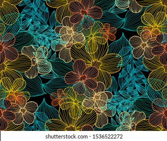 Elegant seamless pattern with decorative flowers, design elements. Floral  pattern for invitations, cards, print, gift wrap, manufacturing, textile, fabric, wallpapers