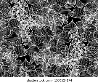 Elegant seamless pattern with decorative flowers, design elements. Floral  pattern for invitations, cards, print, gift wrap, manufacturing, textile, fabric, wallpapers