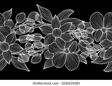 Elegant seamless pattern with decorative flowers, design elements. Floral  pattern for invitations, cards, print, gift wrap, manufacturing, textile, fabric, wallpapers
