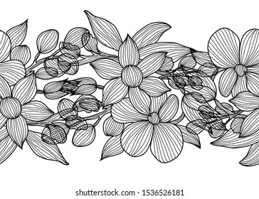 Elegant seamless pattern with decorative flowers, design elements. Floral  pattern for invitations, cards, print, gift wrap, manufacturing, textile, fabric, wallpapers