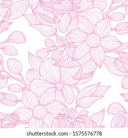 Elegant seamless pattern with decorative flowers, design elements. Floral  pattern for invitations, cards, print, gift wrap, manufacturing, textile, fabric, wallpapers