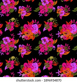 Elegantes, nahtloses Muster mit dekorativen Blumen, Designelementen. Blumenmuster für Einladungen, Karten, Druck, Geschenkverpackungen, Herstellung, Textilien, Gewebe, Wallpaper