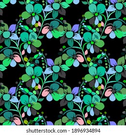 Diseño elegante y sin fisuras con flores decorativas y elementos de diseño. Patrón floral para invitaciones, tarjetas, impresiones, envolturas de regalo, manufactura, textiles, tejidos, papeles pintados