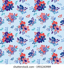 Elegant seamless pattern with decorative flowers, design elements. Floral  pattern for invitations, cards, print, gift wrap, manufacturing, textile, fabric, wallpapers