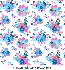 Diseño elegante y sin fisuras con flores decorativas y elementos de diseño. Patrón floral para invitaciones, tarjetas, impresiones, envolturas de regalo, manufactura, textiles, tejidos, papeles pintados