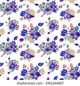 Elegant seamless pattern with decorative flowers, design elements. Floral  pattern for invitations, cards, print, gift wrap, manufacturing, textile, fabric, wallpapers