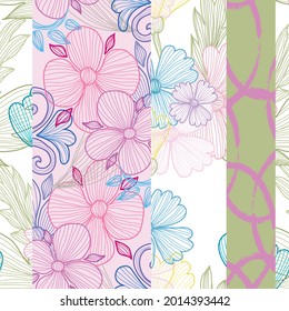Elegant seamless pattern with decorative flowers, design elements. Floral  pattern for invitations, cards, print, gift wrap, manufacturing, textile, fabric, wallpapers