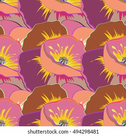 Elegant seamless pattern with decorative flowers background. Vector floral pattern for wedding invitations, greeting cards, scrapbooking, print, gift wrap, manufacturing fabric and textile.