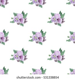 Elegant seamless pattern with decorative flowers in watercolor style, design elements. Floral pattern for wedding invitations, greeting cards, scrapbooking, print, gift wrap, manufacturing. Editable