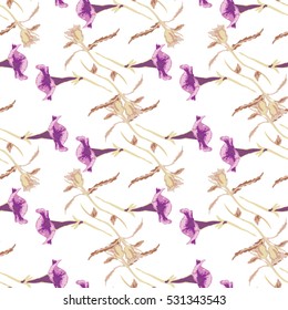 Elegant seamless pattern with decorative flowers in watercolor style, design elements. Floral pattern for wedding invitations, greeting cards, scrapbooking, print, gift wrap, manufacturing. Editable