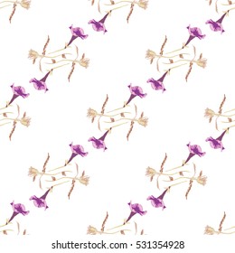 Elegant seamless pattern with decorative flowers in watercolor style, design elements. Floral pattern for wedding invitations, greeting cards, scrapbooking, print, gift wrap, manufacturing. Editable