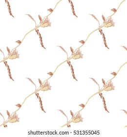 Elegant seamless pattern with decorative flowers in watercolor style, design elements. Floral pattern for wedding invitations, greeting cards, scrapbooking, print, gift wrap, manufacturing. Editable