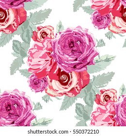 Elegant seamless pattern with decorative flowers in watercolor style, design elements. Floral pattern for wedding invitations, greeting cards, scrapbooking, print, gift wrap, manufacturing. Editable