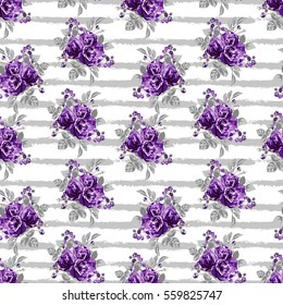 Elegant seamless pattern with decorative flowers in watercolor style, design elements. Floral pattern for wedding invitations, greeting cards, scrapbooking, print, gift wrap, manufacturing. Editable.