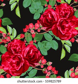 Elegant seamless pattern with decorative flowers in watercolor style, design elements. Floral pattern for wedding invitations, greeting cards, scrapbooking, print, gift wrap, manufacturing. Editable.