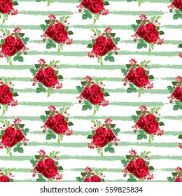 Elegant seamless pattern with decorative flowers in watercolor style, design elements. Floral pattern for wedding invitations, greeting cards, scrapbooking, print, gift wrap, manufacturing. Editable.