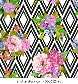 Elegant seamless pattern with decorative flowers in watercolor style, design elements. Floral pattern for wedding invitations, greeting cards, scrapbooking, print, gift wrap, manufacturing. Editable.