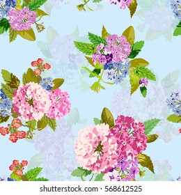 Elegant seamless pattern with decorative flowers in watercolor style, design elements. Floral pattern for wedding invitations, greeting cards, scrapbooking, print, gift wrap, manufacturing. Editable.