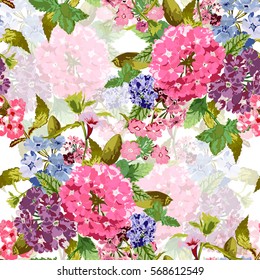Elegant seamless pattern with decorative flowers in watercolor style, design elements. Floral pattern for wedding invitations, greeting cards, scrapbooking, print, gift wrap, manufacturing. Editable.