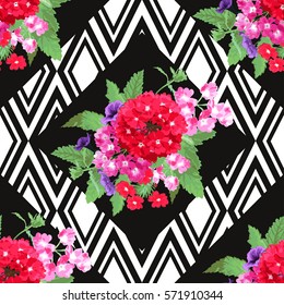 Elegant seamless pattern with decorative flowers in watercolor style, design elements. Floral pattern for wedding invitations, greeting cards, scrapbooking, print, gift wrap, manufacturing. Editable