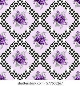 Elegant seamless pattern with decorative flowers in watercolor style, design elements. Floral pattern for wedding invitations, greeting cards, scrapbooking, print, gift wrap, manufacturing. Editable.