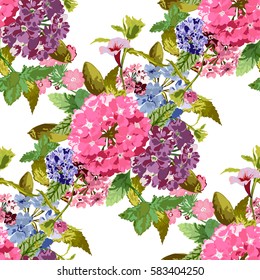 Elegant seamless pattern with decorative flowers in watercolor style, design elements. Floral pattern for wedding invitations, greeting cards, scrapbooking, print, gift wrap, manufacturing. Editable.
