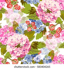 Elegant seamless pattern with decorative flowers in watercolor style, design elements. Floral pattern for wedding invitations, greeting cards, scrapbooking, print, gift wrap, manufacturing. Editable.