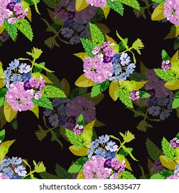Elegant seamless pattern with decorative flowers in watercolor style, design elements. Floral pattern for wedding invitations, greeting cards, scrapbooking, print, gift wrap, manufacturing. Editable.