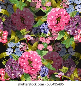 Elegant seamless pattern with decorative flowers in watercolor style, design elements. Floral pattern for wedding invitations, greeting cards, scrapbooking, print, gift wrap, manufacturing. Editable.