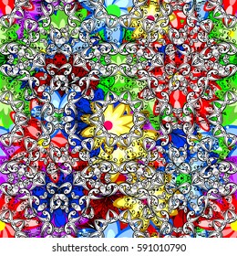 Elegant seamless pattern with decorative flowers in colors. Vector floral pattern for wedding invitations, greeting cards, scrapbooking, print, gift wrap, manufacturing fabric and textile.