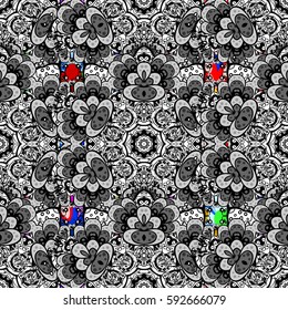 Elegant seamless pattern with decorative flowers in colors. Vector floral pattern for wedding invitations, greeting cards, scrapbooking, print, gift wrap, manufacturing fabric and textile.
