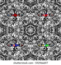 Elegant seamless pattern with decorative flowers in colors. Vector floral pattern for wedding invitations, greeting cards, scrapbooking, print, gift wrap, manufacturing fabric and textile.
