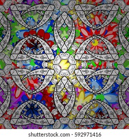 Elegant seamless pattern with decorative flowers in colors. Vector floral pattern for wedding invitations, greeting cards, scrapbooking, print, gift wrap, manufacturing fabric and textile.
