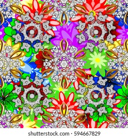Elegant seamless pattern with decorative flowers colorful. Vector floral pattern for wedding invitations, greeting cards, scrapbooking, print, gift wrap, manufacturing fabric and textile.