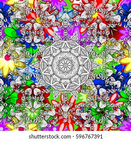 Elegant seamless pattern with decorative flowers colorful. Vector floral pattern for wedding invitations, greeting cards, scrapbooking, print, gift wrap, manufacturing fabric and textile.