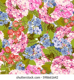 Elegant seamless pattern with decorative flowers in watercolor style, design elements. Floral pattern for wedding invitations, greeting cards, scrapbooking, print, gift wrap, manufacturing. Editable