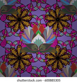 Elegant seamless pattern with decorative flowers in pink colors. Vector floral pattern for wedding invitations, greeting cards, scrapbooking, print, gift wrap, manufacturing fabric and textile.