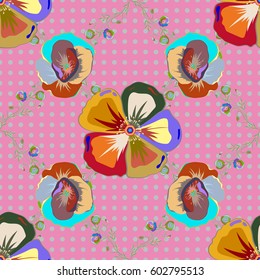 Elegant seamless pattern with decorative flowers in blue and pink colors. Vector floral pattern for wedding invitations, greeting cards, scrapbooking, print, gift wrap, manufacturing fabric or textile