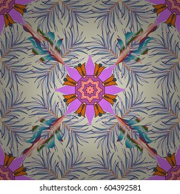 Elegant seamless pattern with decorative flowers in colors. Vector floral pattern for wedding invitations, greeting cards, scrapbooking, print, gift wrap, manufacturing fabric and textile.