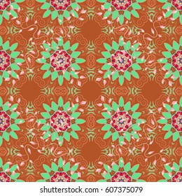 Elegant seamless pattern with decorative flowers in colors. Vector floral pattern for wedding invitations, greeting cards, scrapbooking, print, gift wrap, manufacturing fabric and textile.