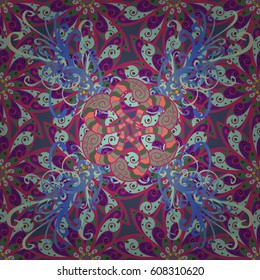 Elegant seamless pattern with decorative flowers in colors. Vector floral pattern for wedding invitations, greeting cards, scrapbooking, print, gift wrap, manufacturing fabric and textile.