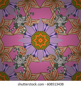 Elegant seamless pattern with decorative flowers in colors. Vector floral pattern for wedding invitations, greeting cards, scrapbooking, print, gift wrap, manufacturing fabric and textile.