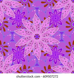 Elegant seamless pattern with decorative flowers in colors. Vector floral pattern for wedding invitations, greeting cards, scrapbooking, print, gift wrap, manufacturing fabric and textile.