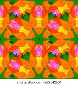 Elegant seamless pattern with decorative flowers in colors. Vector floral pattern for wedding invitations, greeting cards, scrapbooking, print, gift wrap, manufacturing fabric and textile.