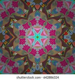 Elegant seamless pattern with decorative flowers in blue colors. Vector floral pattern for wedding invitations, greeting cards, scrapbooking, print, gift wrap, manufacturing fabric and textile.
