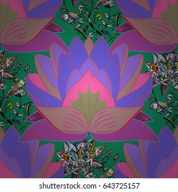 Elegant seamless pattern with decorative flowers in blue colors. Vector floral pattern for wedding invitations, greeting cards, scrapbooking, print, gift wrap, manufacturing fabric and textile.