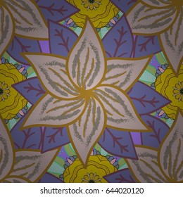 Elegant seamless pattern with decorative flowers in blue colors. Vector floral pattern for wedding invitations, greeting cards, scrapbooking, print, gift wrap, manufacturing fabric and textile.