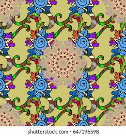 Elegant seamless pattern with decorative flowers in blue colors. Vector floral pattern for wedding invitations, greeting cards, scrapbooking, print, gift wrap, manufacturing fabric and textile.