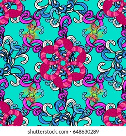 Elegant seamless pattern with decorative flowers in colors. Vector floral pattern for wedding invitations, greeting cards, scrapbooking, print, gift wrap, manufacturing fabric and textile.